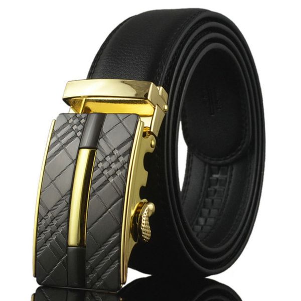 

fashion designers men automatic buckle leather luxury belts business male alloy buckle belts for men ceinture homme, Black;brown