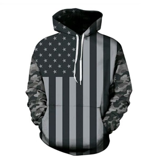 

new fashion men women hoodies anime super 3d hoodie outerwear american flag galaxy hooded, Black