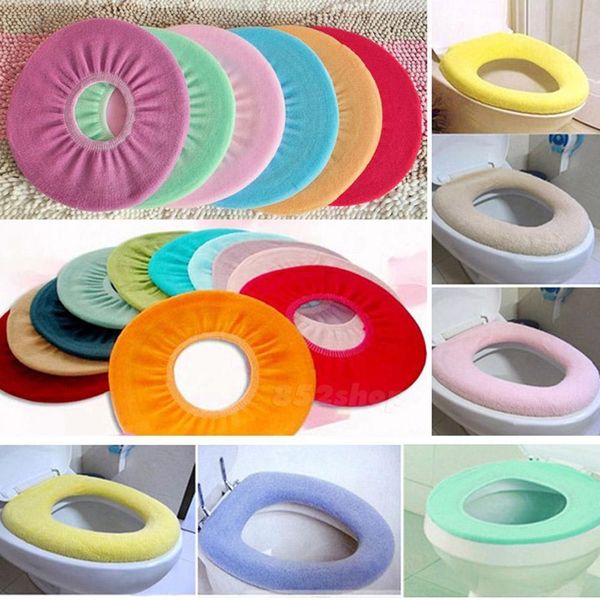 

o-shape nice lid seat soft cloth closestool toilet bathroom warmer cover pads washable toilet seat cover(color randomly