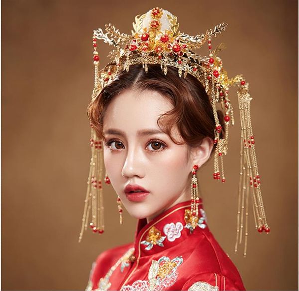 

головной убор невесты костюм аксессуары китайский cheongsam корона xiuhe кимоно аксессуары, Silver