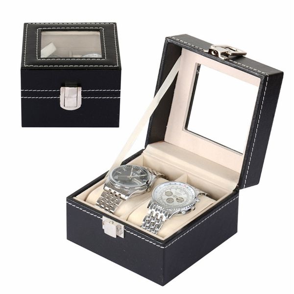 

2017 pu mdf 2-grid watch display storage box couple watches storage box high quality eg444