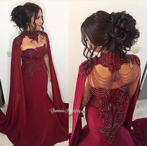 Elie Saab Mermaid Elegant Evening Formal Dresses Wine 2018 African Bead Prom Abiti celebrità tappeto rosso