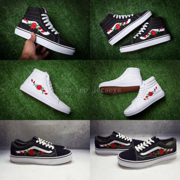 high top vans with roses