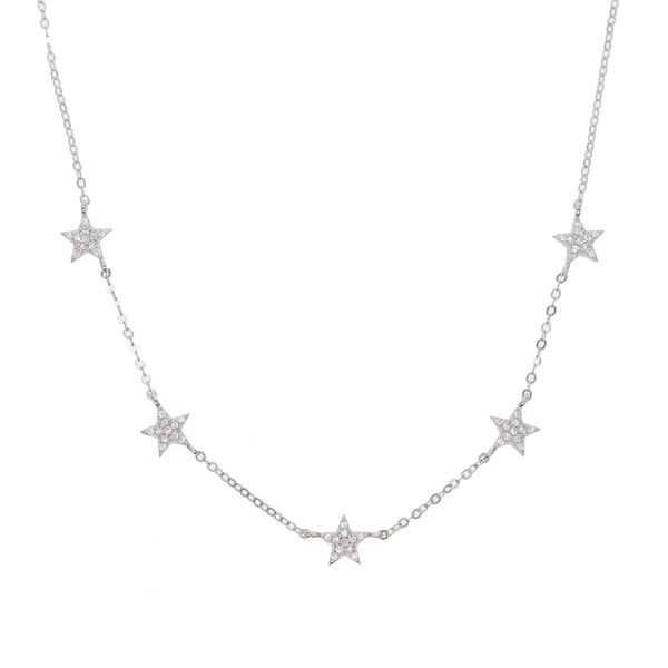 

925 sterling silver star necklace micro pave cz cute lovely star charm delicate minimal fine silver chain choker charming necklaces