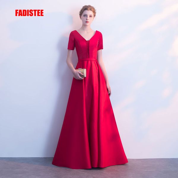 

новое прибытие элегантный длинное платье вечерние платья выпускного вечера vestido де noiva формальные кружева-up короткие рукава атласная с, Black