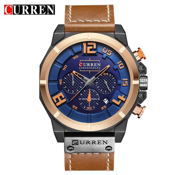 

CURREN 8287 Mens Watches Top Chronograph Quartz watches Men 24 Hour Date Men Sport Leather Wrist Watch Clock