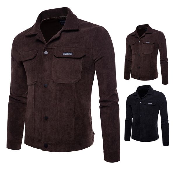 

spring new han edition men's leisure coat corduroy jacket is fashionable and comfortable and breathable, Black;brown
