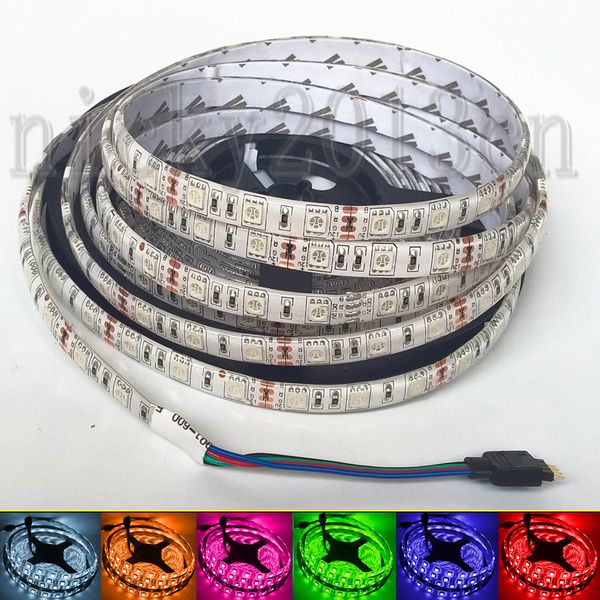 12V 24V 5050 RGB LED flexivel tira fita fita fita ip65 ip65 À prova d 'água resina 60leds / m múltiplos cor mutável camada dupla para gabinete cozinha celling