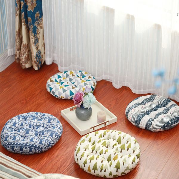 Comfortable Round Tatami Cushion Environmental Protection Cotton Linen Computer Chair Dining Thicken Home Decorate Patio Throw Pillows