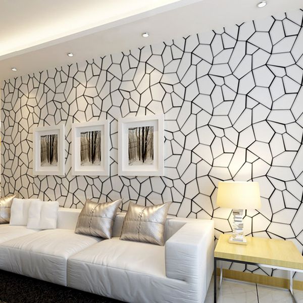 Black White Geometric Pattern Non Woven Wallpaper Modern Art Design Living Room Tv Background Wallpaper For Bedroom Walls 3d Screensavers Wallpapers