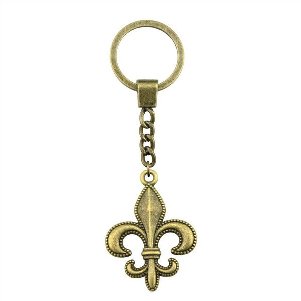 

6 pieces key chain women key rings for car keychains with charms fleur de lis 28x20mm, Slivery;golden