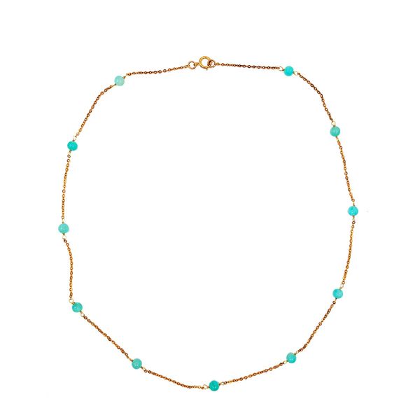

lii ji natural amazonite 5mm 925 sterling silver 18k gold color choker princess necklace approx 45cm