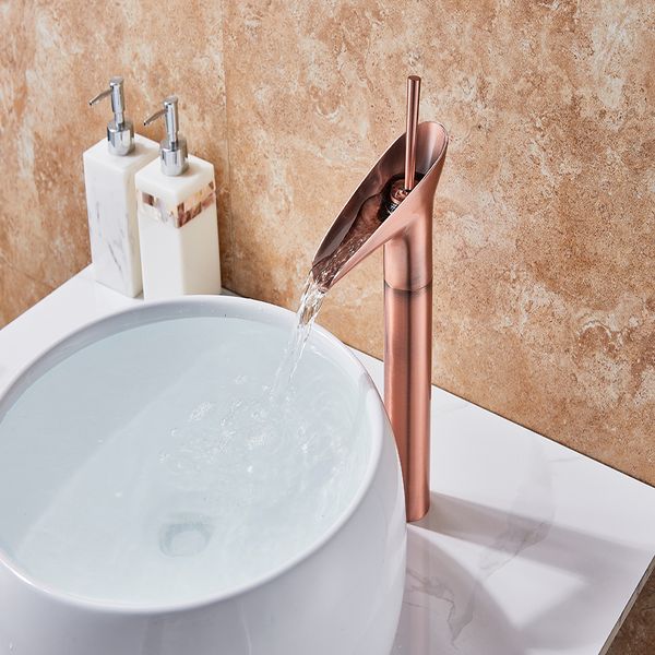 2019 Wine Red Open Water Spray Waterfall Basin Sink Faucet