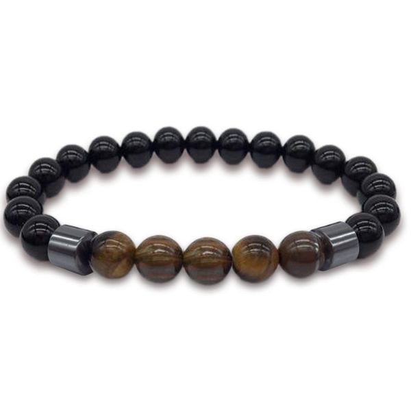 

new bracelets lava stone obsidian magnetic hematite vert magnit karma bizuteria wrist band men creative gift, Black