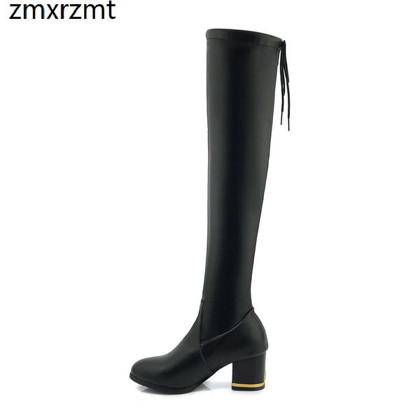

2019 women fashion erogenous over the knee high women boots spring autumn shoes 6cm high heel club dancing shoes, Black