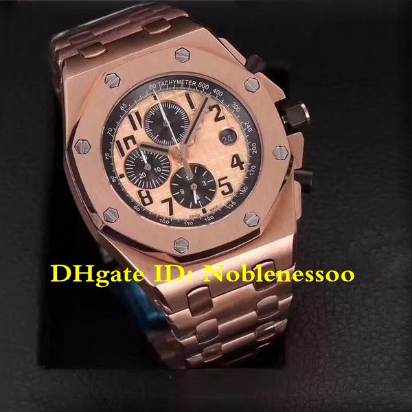 

16 style chronograph watch men's 18k rose gold 42mm offshore 26470or.oo.1000or.01 vk quartz chronograph workin mens watches, Slivery;brown
