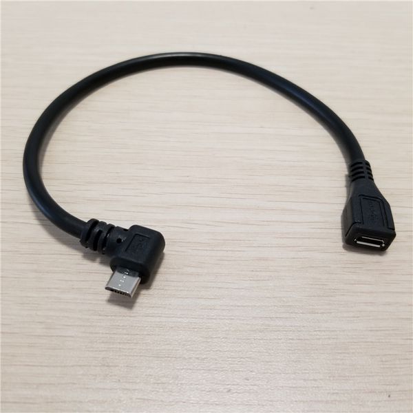 10 шт./лот 90 градусов левый угол Micro USB 5-контактный штекер на Micro USB 5-контактный женский удлинитель для передачи данных зарядный кабель питания 25 см