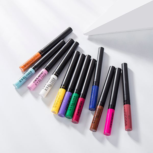 

12pcs/set handaiyan matte eyeliner eyes makeup waterproof yellow white blue pink green eyeliner liquid for party matte eyeshadow