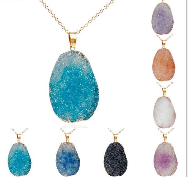 

pendant original stone style pendant necklaces jewelry natural crystal quartz healing point chakra bead gemstone necklace sweater, Silver