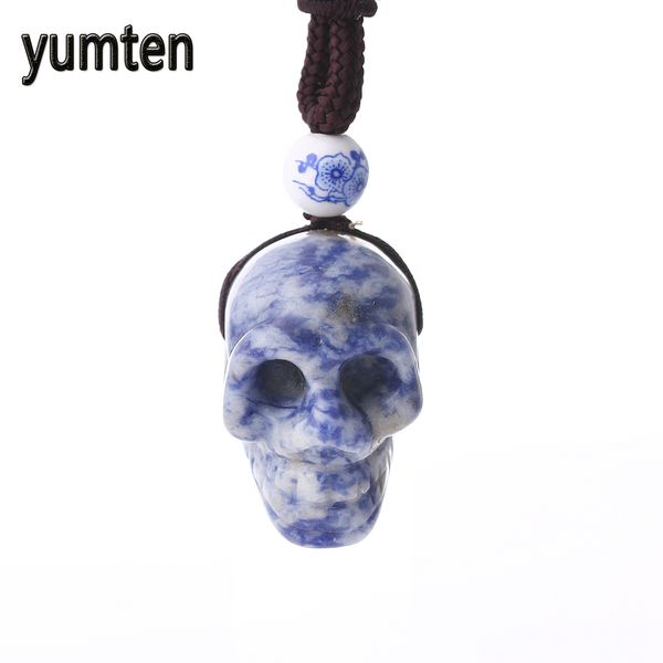 

yumten stone skull pendant necklace mexican day of the dead accessories coco retro jewelry crystal choker halloween decorations, Silver