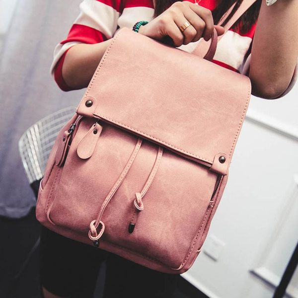 

backpack fashion women designer backpacks shoulder bags pu leather preppy style middle school student bag pink backpack girl travel bag