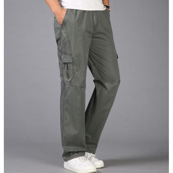 

new arrival men's casual pants overalls loose cargo pants man trousers big size  -6xl, Black