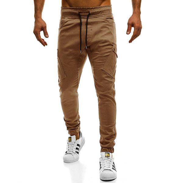 

2018 new men's pants fashion brand slim solid color elasticity men casual pants man trousers designer khaki mens joggers 4xl, Black