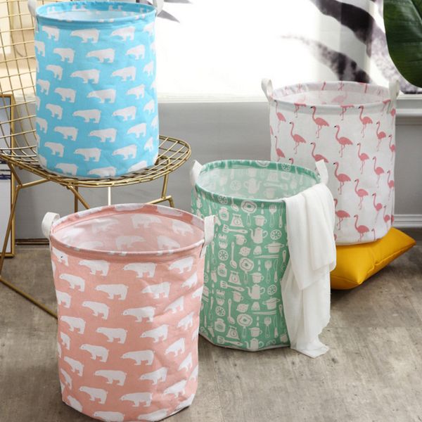 

flamingo bird folding storage basket box large clothes sundries toy laundry portable hanging linen bucket home storage organizer pouch