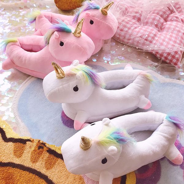 

zoqi fluffy slippers women unicorn slippers cartoon plush indoor women winter shoes casual shoes flats, Black