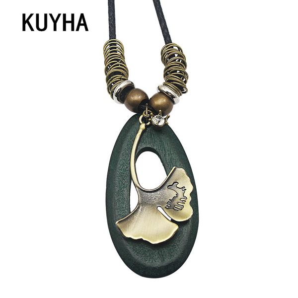 

new design wood pendant necklace for women men statement vintage chain bijoux accessories party gift, Silver