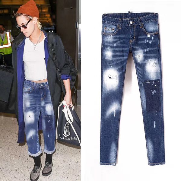 

2018 autumn new mid-waist women's jeans suitable for casual occasions, popular fashion items, this shop is recommended to buy, Blue