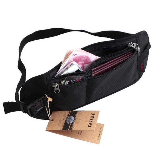 

hipsteen 15 inches durable invisible waterproof waist bag close-fitting theftproof document pocket for women men teenager- black