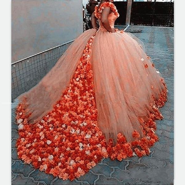 

платья с открытыми плечами quinceanera 2019 3d пышное бальное платье с цветочным принтом оранжевый тюль с скользящим шлейфом sweet 16 день р, Blue;red