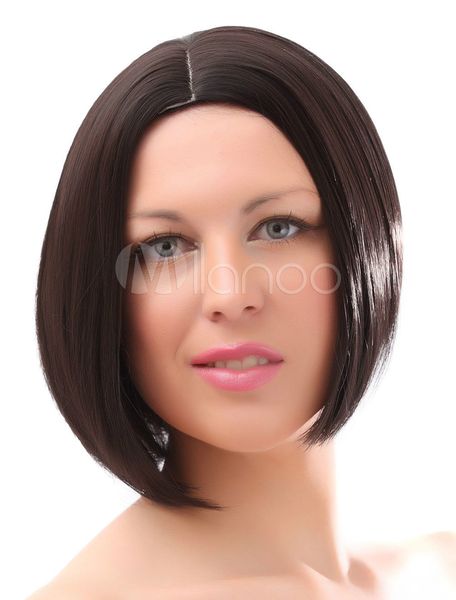

fashion short wavy women's cos brown black heat-resistant hair wigs, Black;brown