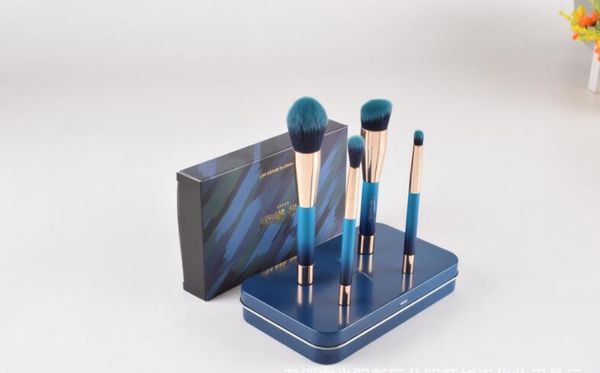 

magnet blue 4pcs makeup brushes set foundation eyeshadow blush power brush and ing