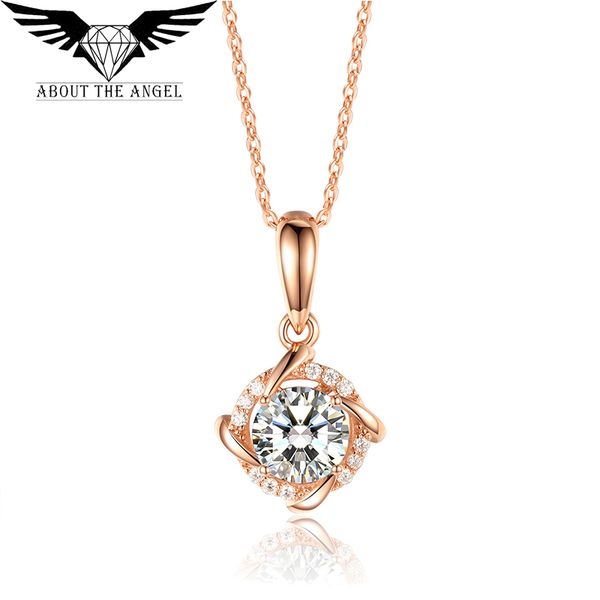 

14k rose gold pendant/1.0ct diamond pendant/moissanite pendant, Silver