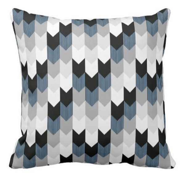 Acheter Funky Arrow Chevron Stripes Noir Gris Bleu Blanc Coussin De 935 Du Bueaty Dhgatecom