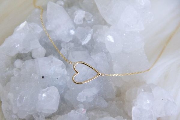 

10pcs gold/silver tiny hollow cutout line love heart-shape necklaces simple wire wrapped loving heart necklaces for couples jewelry