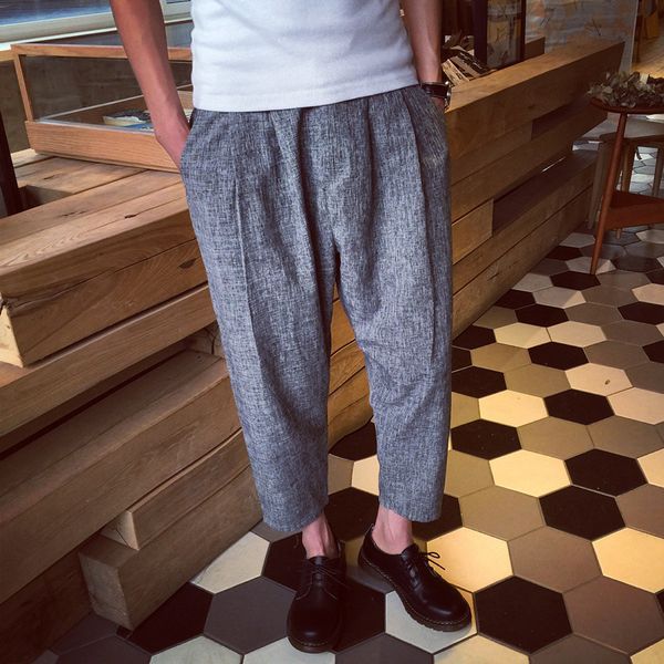 

hong kong style loose nine points tide korean version of the japanese original casual pants wild straight 9 points pants, Black