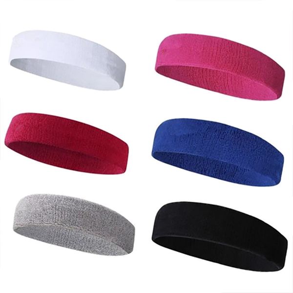 

men women fashion cotton hairband stretchy yoga basketball football gym cycling sport stretch head sweatband headband, Yellow;black