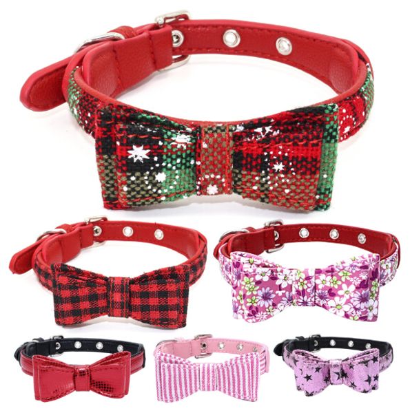 

pet собака воротник галстук-бабочку рождество кожаные ошейники мульти размер для малых средних больших собак кошка