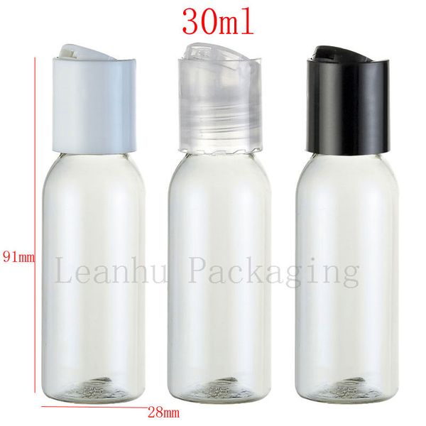 30 ml x 50 runde leere Plastikflaschen transparent, 1oz Haustierbehälter für Kosmetika, Duschgelflaschen 30cc