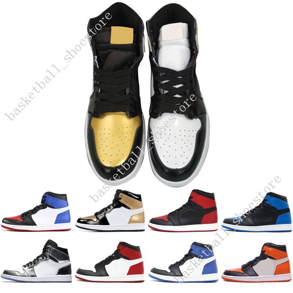 

1s og 1 3 mens basketball shoes homage to home banned bred toe chicago royal storm blue shattered backboard fragment men sports sneakers