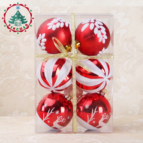 Acheter Arbre De Noël Suspendus Boules Diamètre 8 Cm Poli Globale Couleur Dessin Dessin Décorations Boule De Noël à La Maison Partie De Mariage