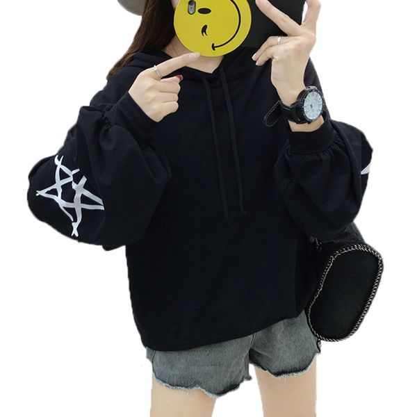 

women hoodies hip hop headwear sweatshirt hoodie us size m-xxl, Black