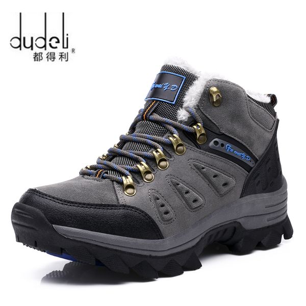 

dudeli brand ankle boots winter fur warm snow boots for men sneakers male shoes non slip rubber casual work safety, Black