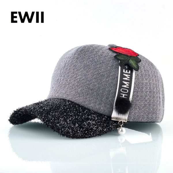 

winter thick flower women baseball cap female sun hats for womens adjustable snapback hip hop hat ladies visor caps chapeu, Blue;gray