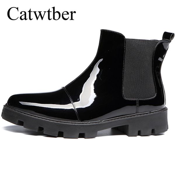 

catwtber new leather boots men shoes footwear party business oxfords formal dress winter snow ankle men shoes, Black