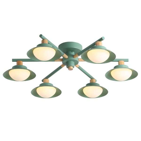 Moderne eenvoudige hanglampen macaron 3/6/8 STUKS E14 lamphouder materiaal ijzer en hout LED droplight voor foyer slaapkamer verlichtingsarmatuur