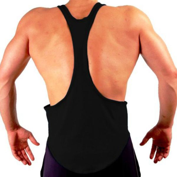 

brand 2017 tank men vest solid bodybuilding shirts mens singlet fitness deep low cut sportswear running vests, Black;blue